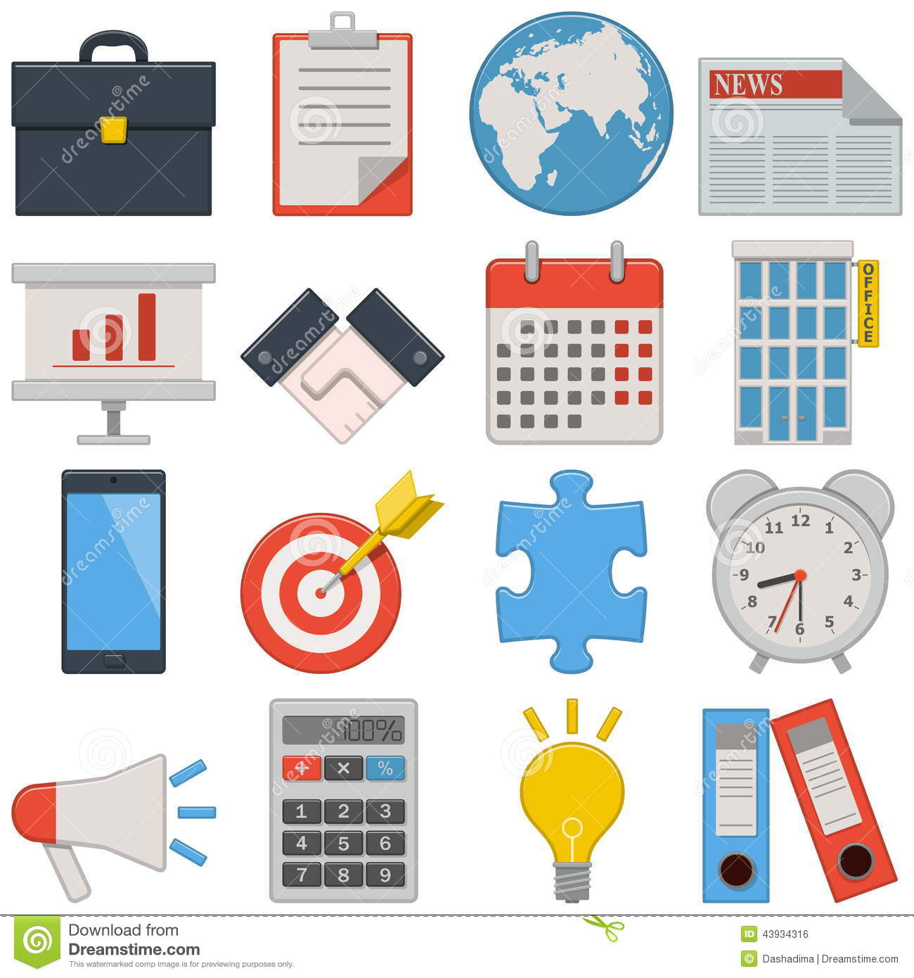 White Business Icons Flat