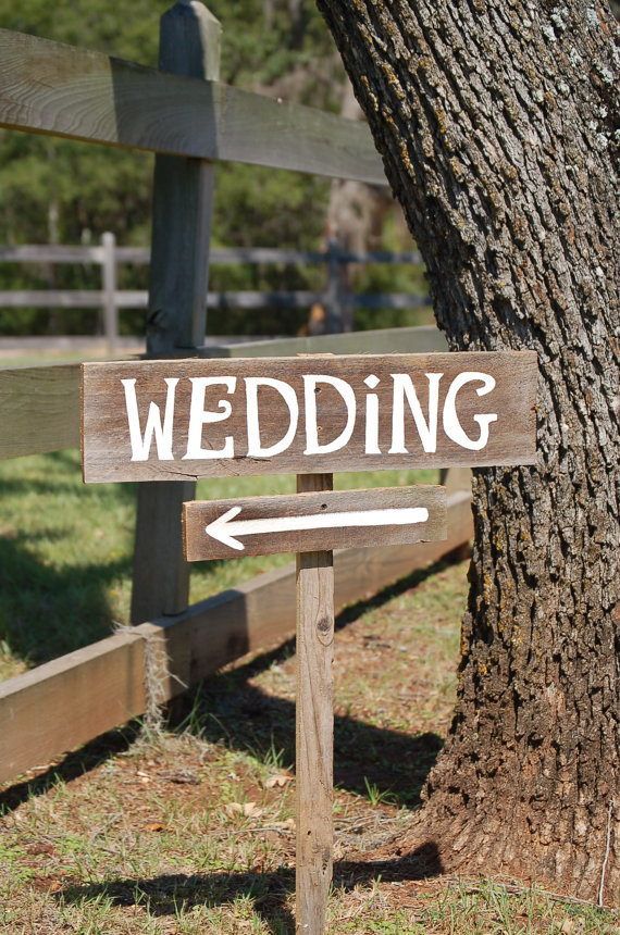 Wooden Wedding Direction Sign