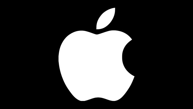 Apple Logo White with Black Background