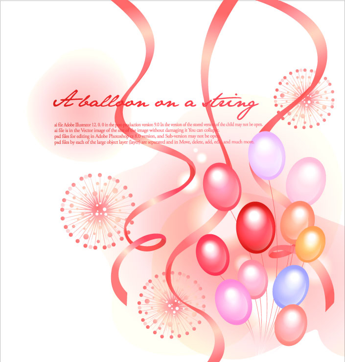 Balloons with Ribbon Background