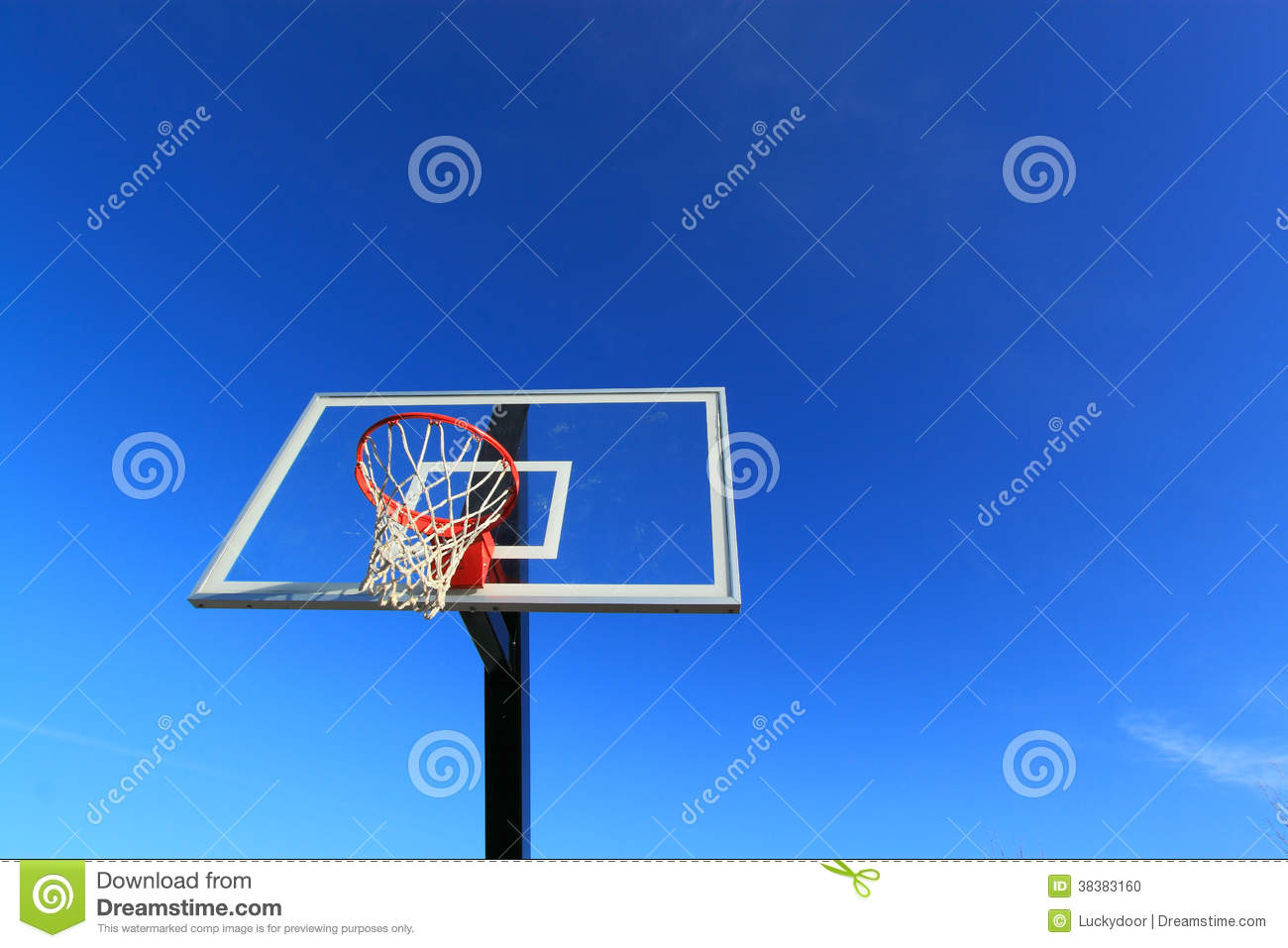 Basketball Hoop with Blue Background