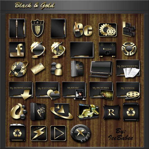Black and Gold Icons