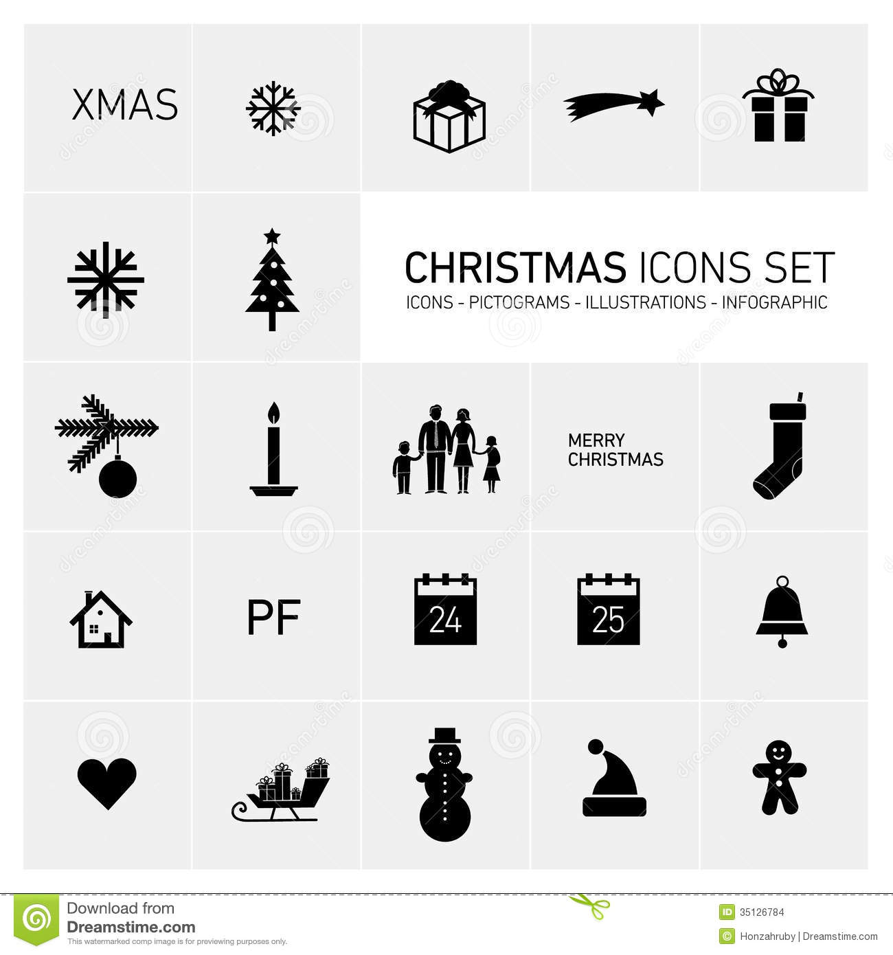 Black and White Christmas Icons