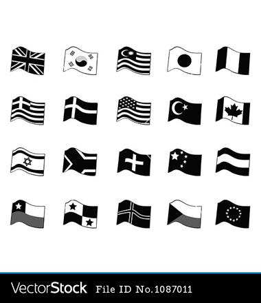 Black and White Country Flags Icon