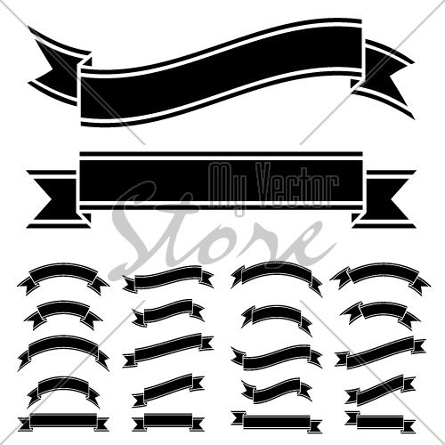 Black and White Ribbon Banner Vector