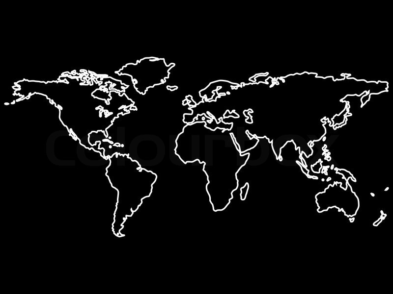 Black and White World Map Outline