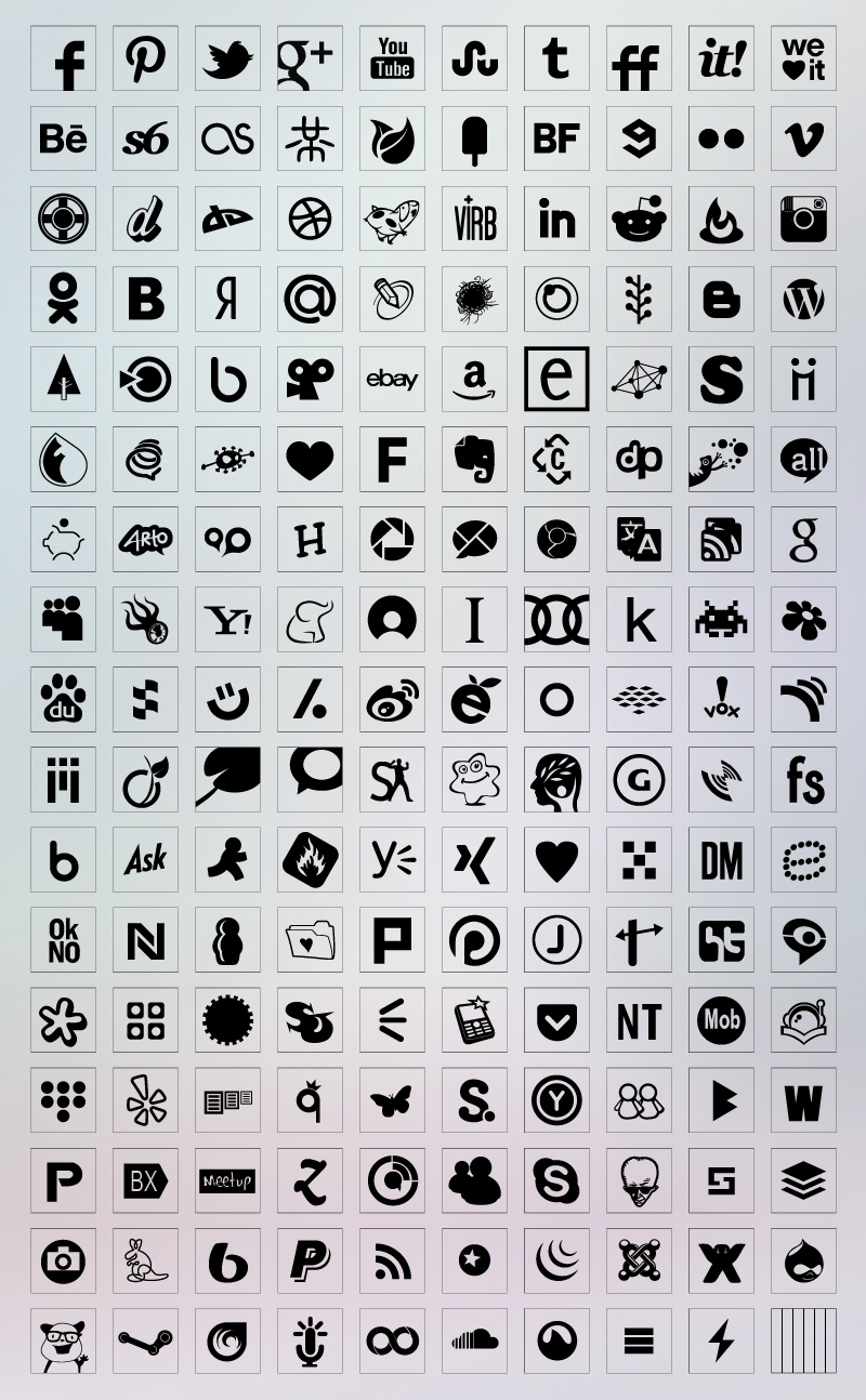 Black Social Media Icons with Transparent Background Black Social Media Icons with Transparent Background