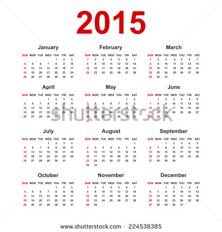 Blank Yearly Calendar 2015