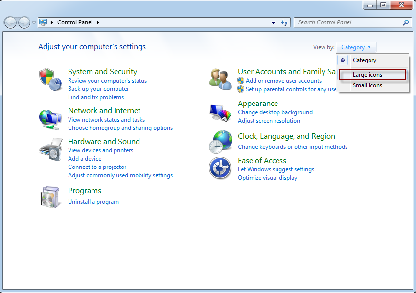 Control Panel On Windows 8