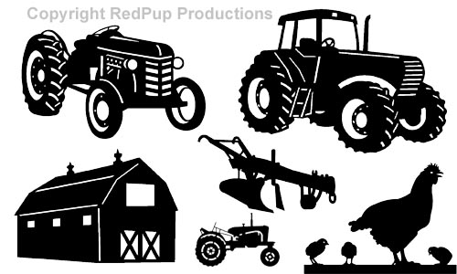 Farm Tractor Silhouette Clip Art