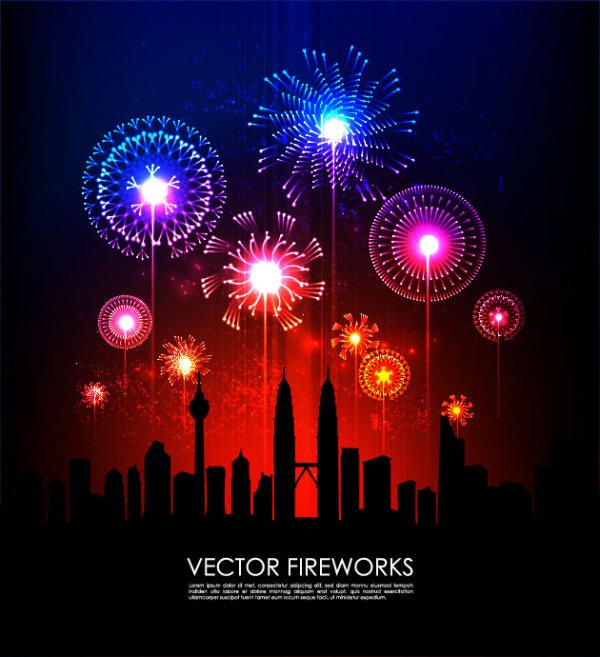 Fireworks Silhouette Vector