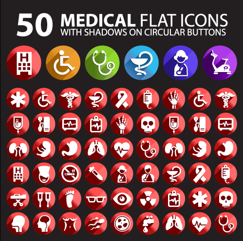 Flat Medical Icons Vector Free