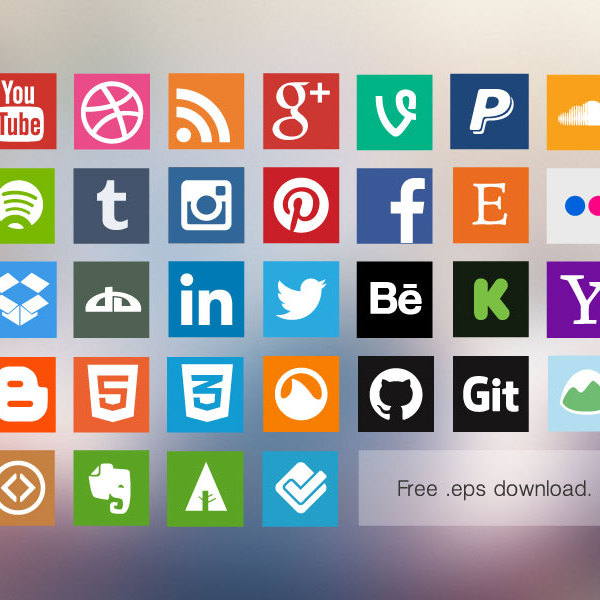 Flat Social Media Icons Vector Free