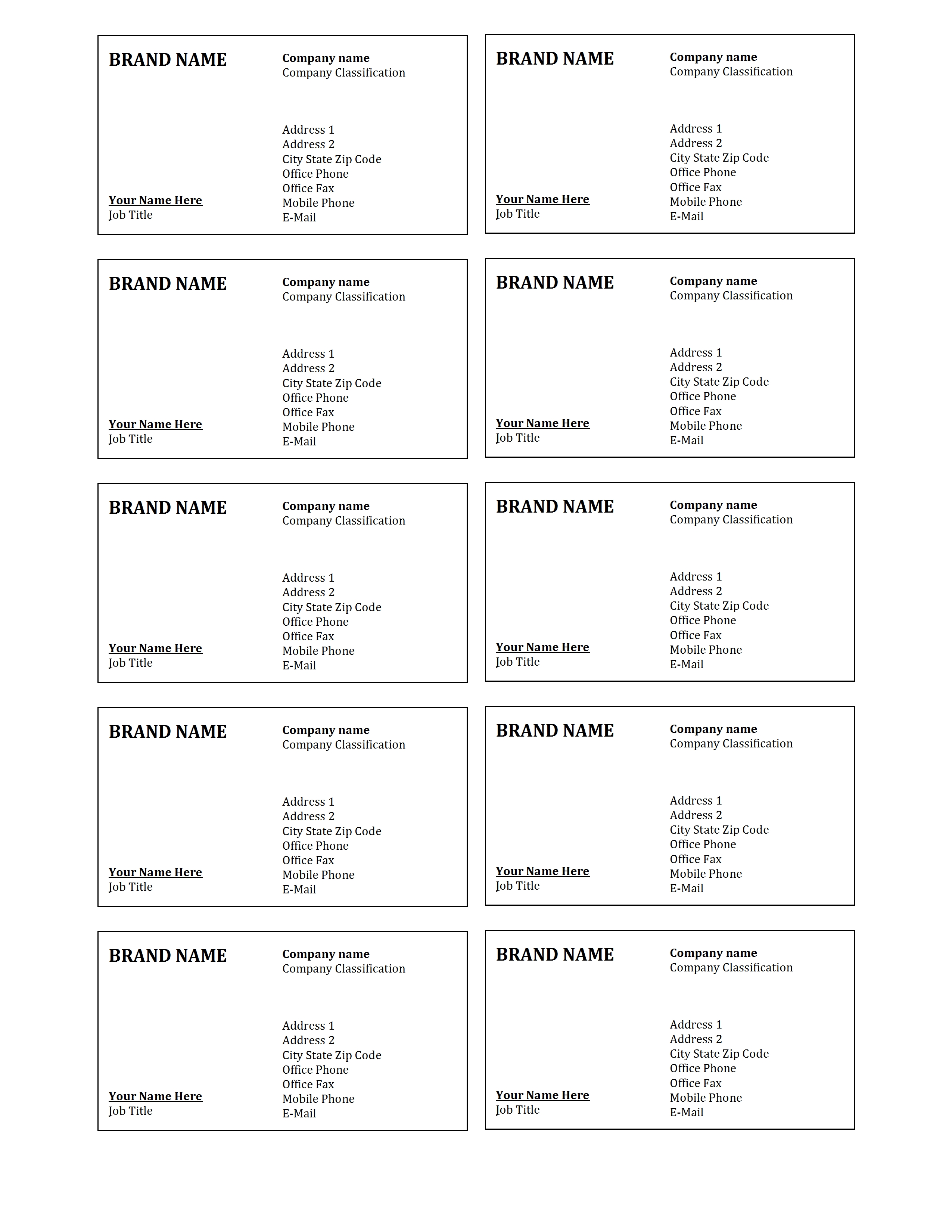 Free Business Card Template Microsoft Word Free Business Card Template Microsoft Word