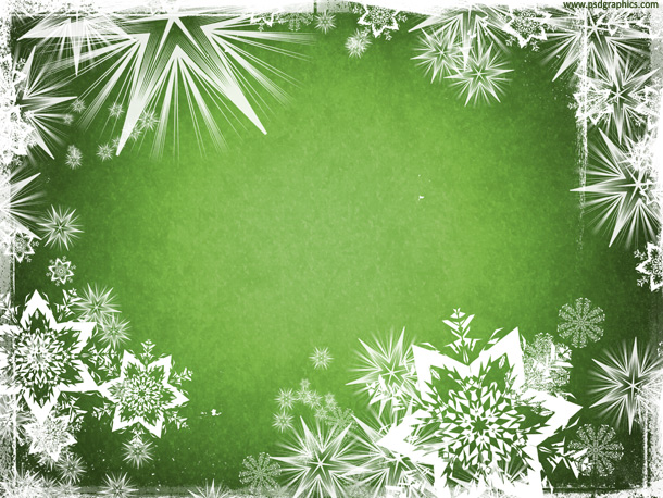 Green Christmas Snowflake Wallpaper with Border