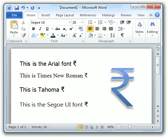 Indian Rupee Symbol Font Indian Rupee Symbol Font