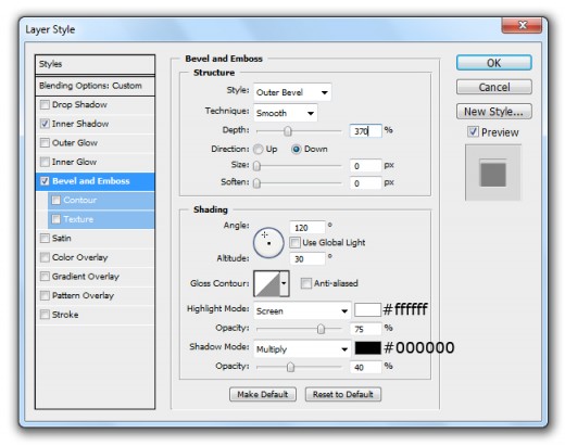 Is the Bevel and Emboss Effect