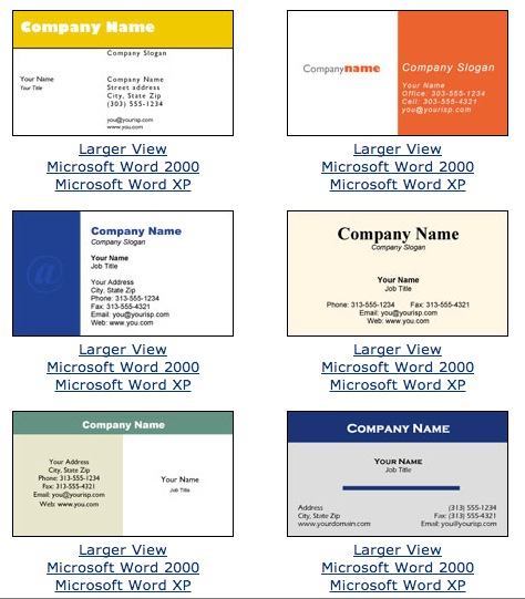 Microsoft Word Business Card Templates