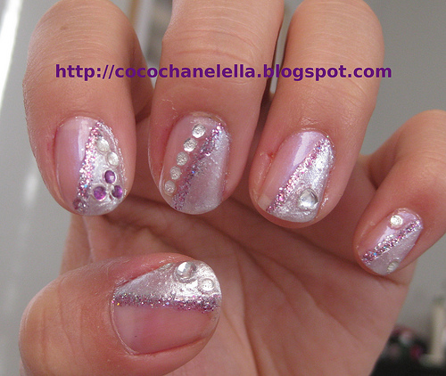 Purple and Silver Nail Art Design