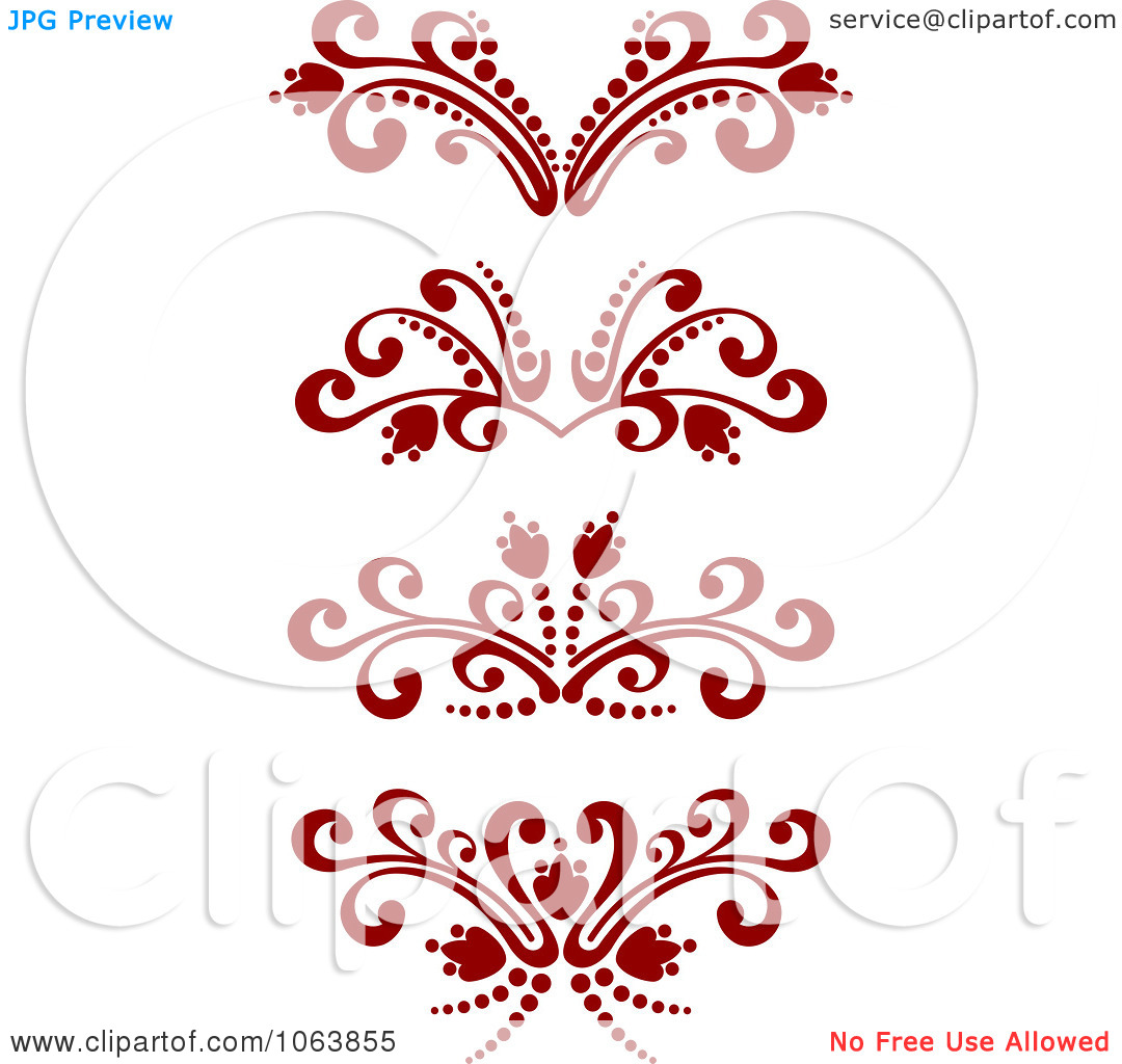 Red Flourish Clip Art Borders