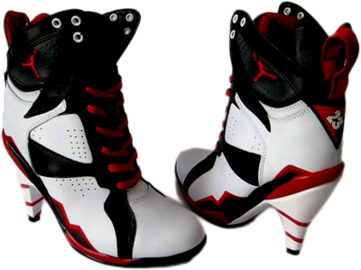 Red White and Black Jordan High Heels