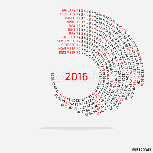 Round Calendar Template 2016