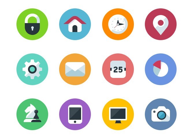 Round Flat Icons Vector Round Flat Icons Vector