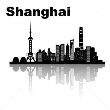 Shanghai Skyline Black and White