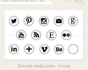 Social Media Icons Black and White