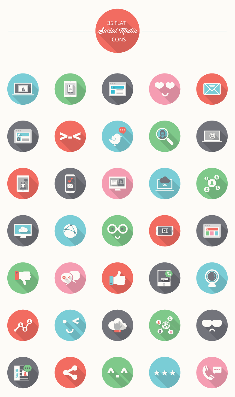 Social Media Icons Flat