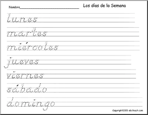 Spanish Handwriting Practice