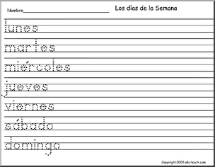 Spanish Los Dias De La Semana Worksheet