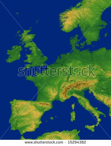 Terrain Map Western Europe