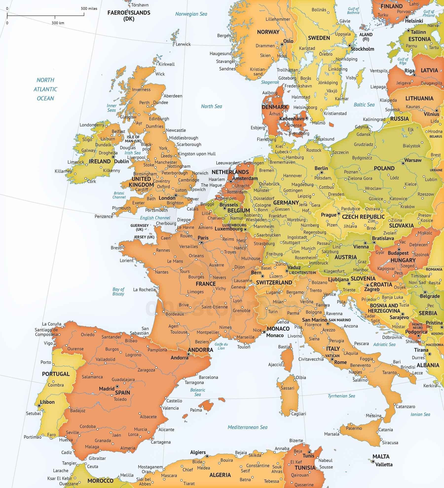 Western Europe Political Map