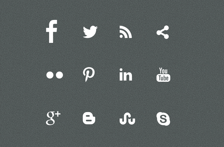 12 Social Media Icons White Images