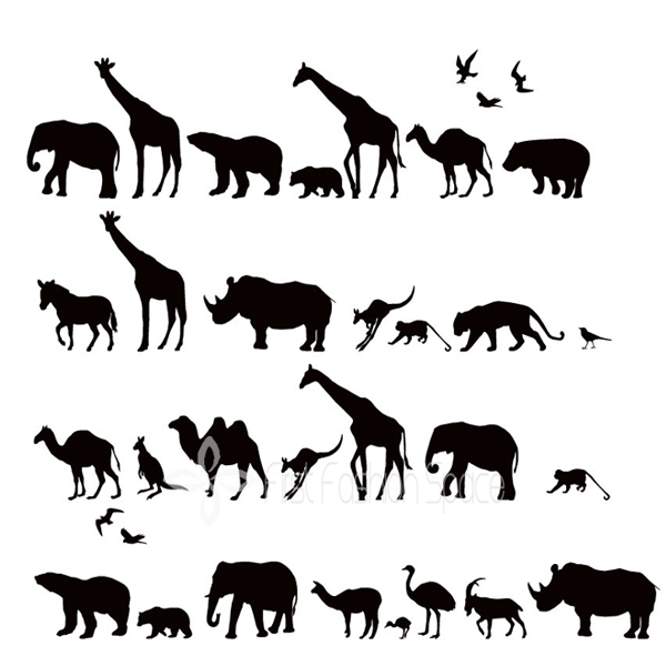 African Safari Animals Wall Decal Vinyl