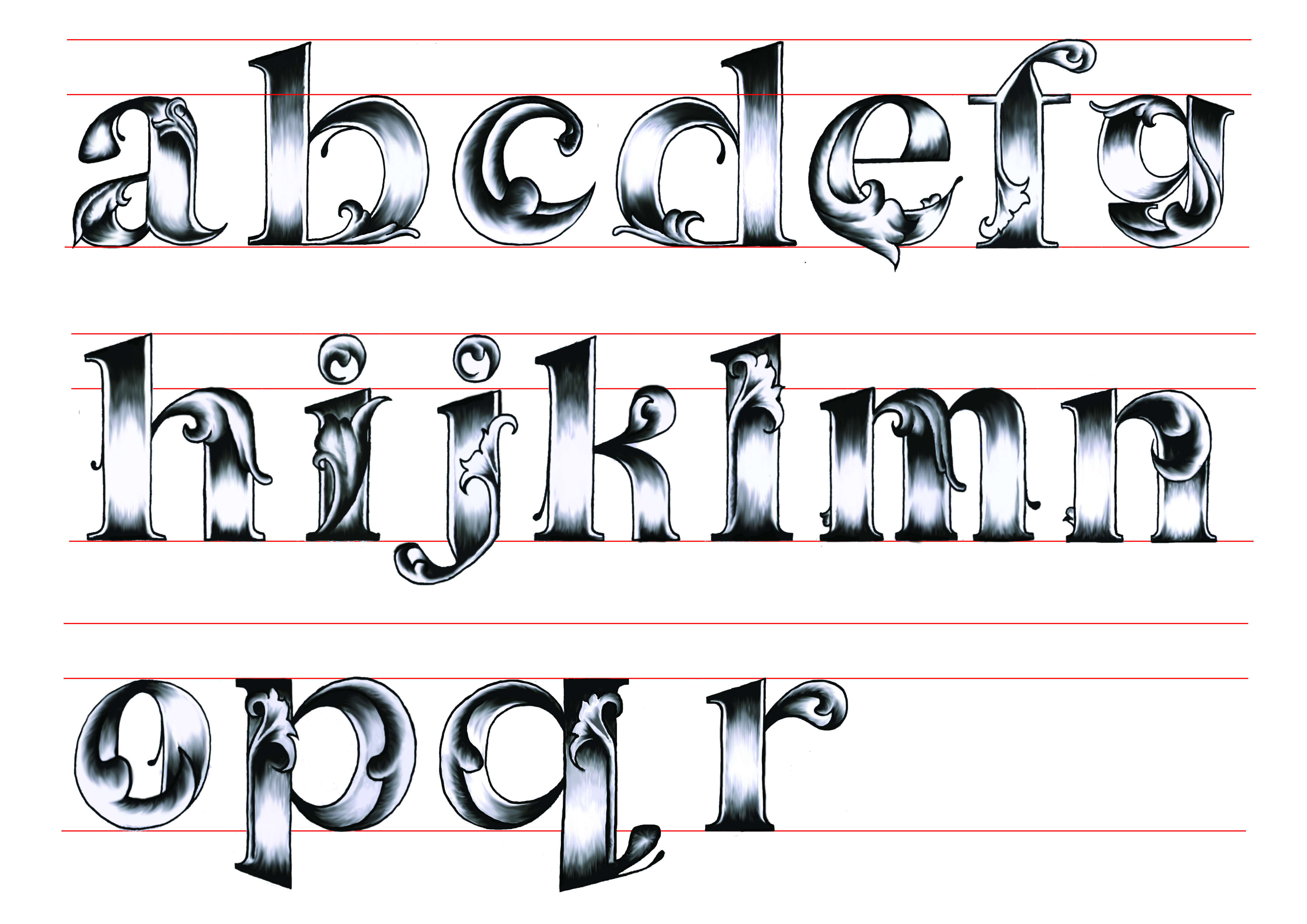 Alphabet Different Lettering Styles Fonts