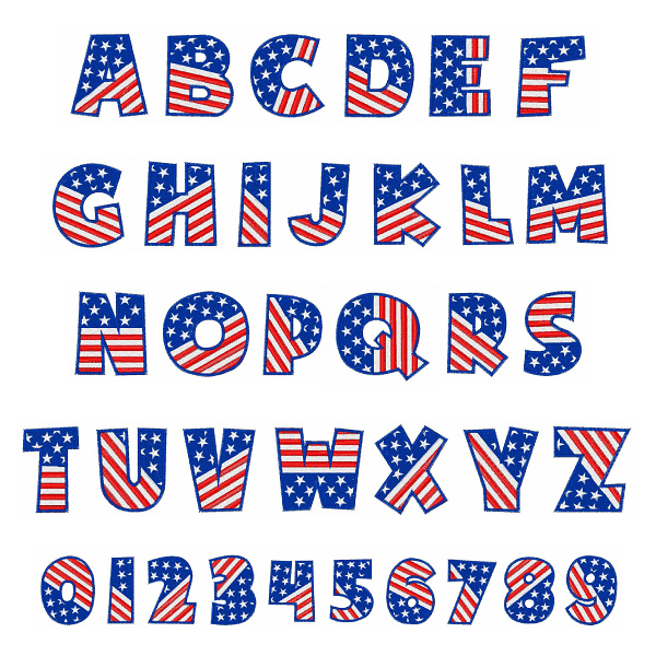 American Flag Embroidery Font