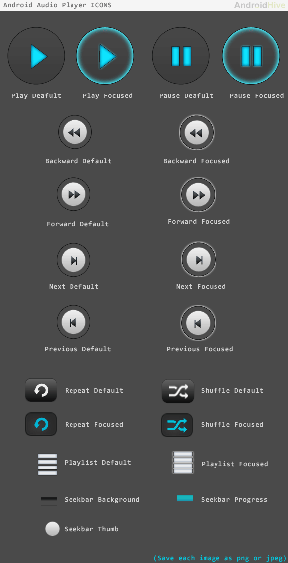 Android Audio Player Icons