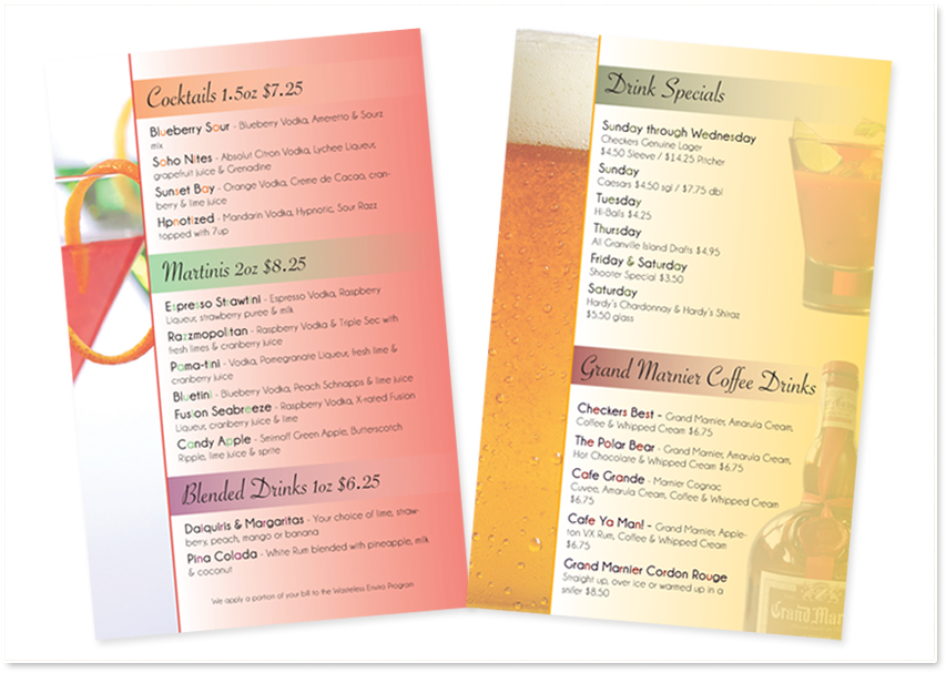 Bar and Grill Menu Design