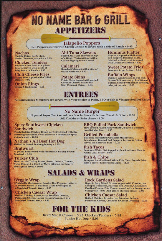 Bar and Grill Menu Ideas