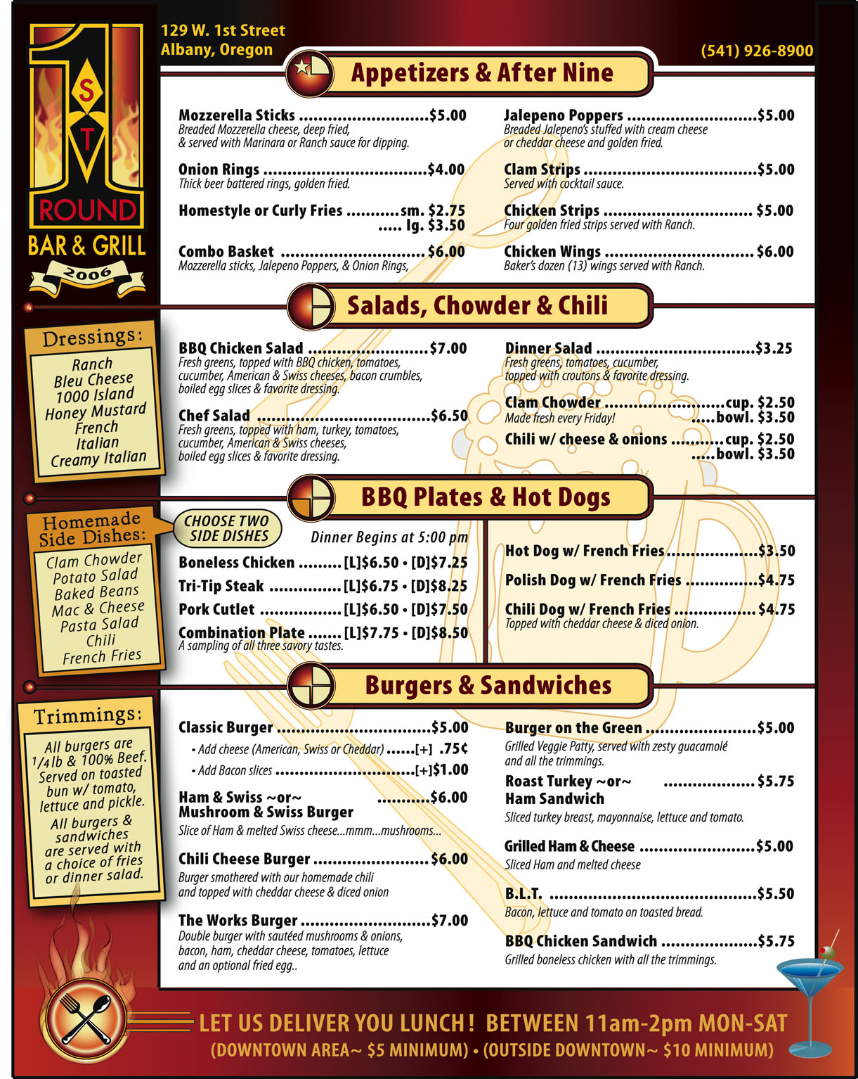 Bar and Grill Menu