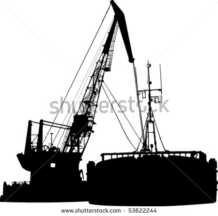 Barge Crane Silhouette Clip Art