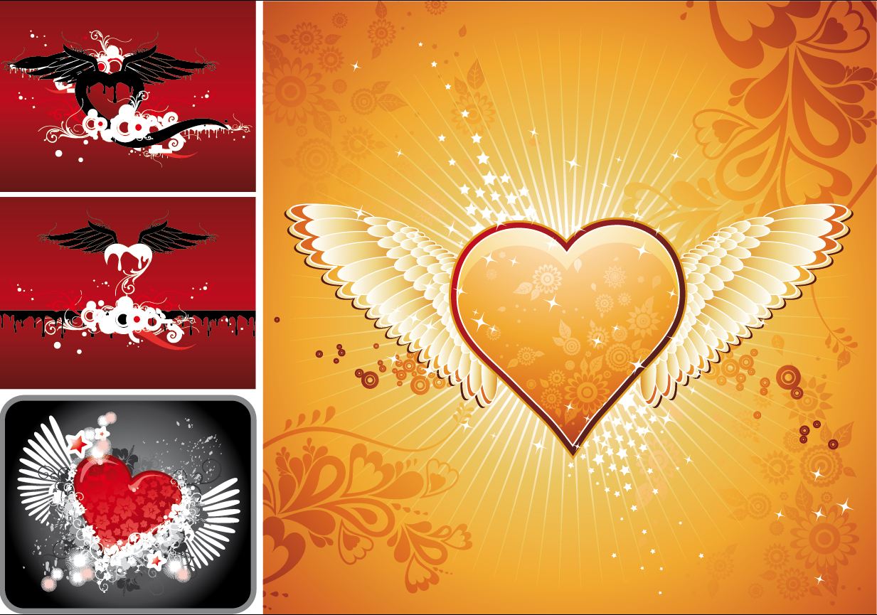Beautiful Hearts with Wings