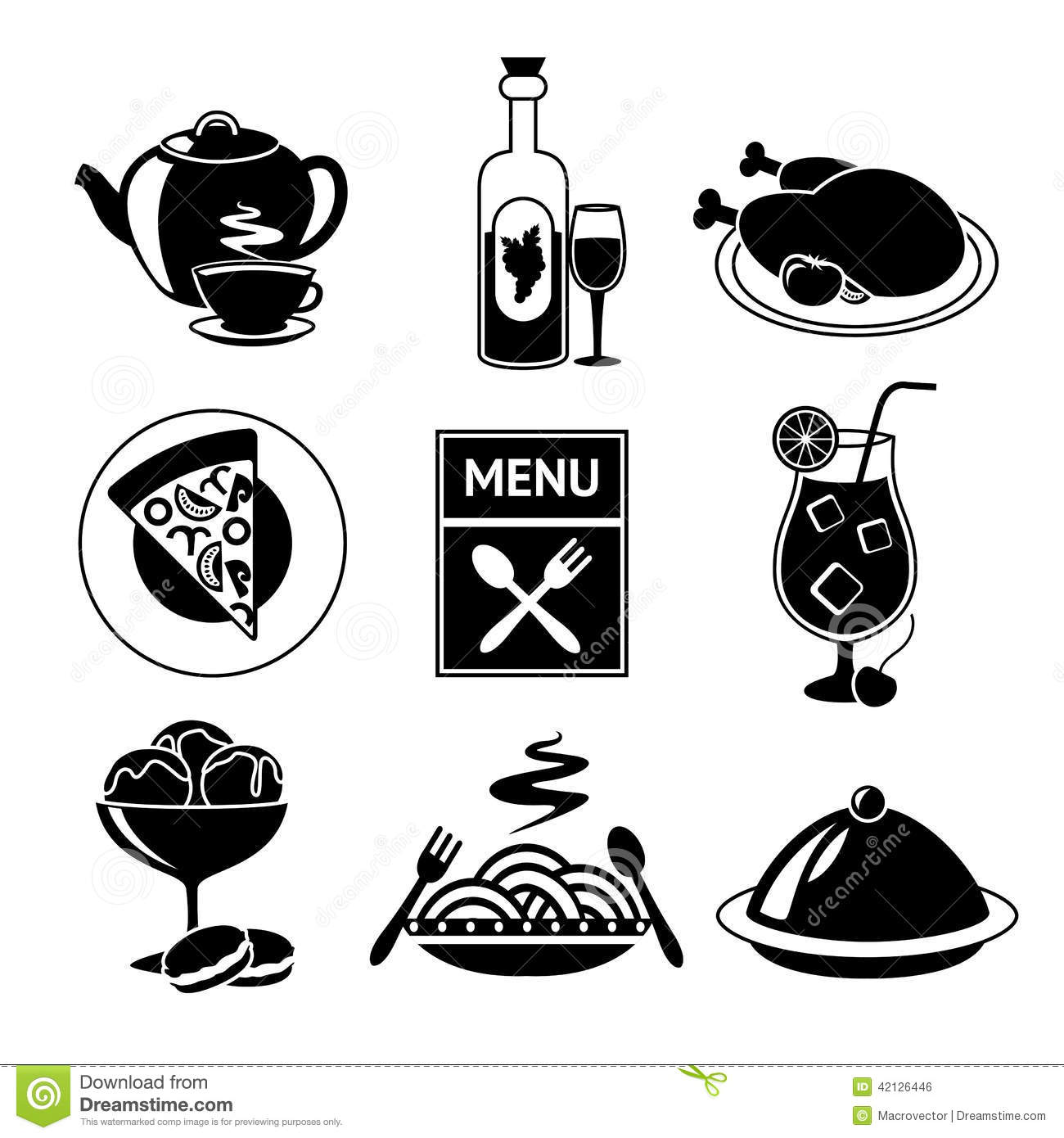 Black and White Food Icon Vector