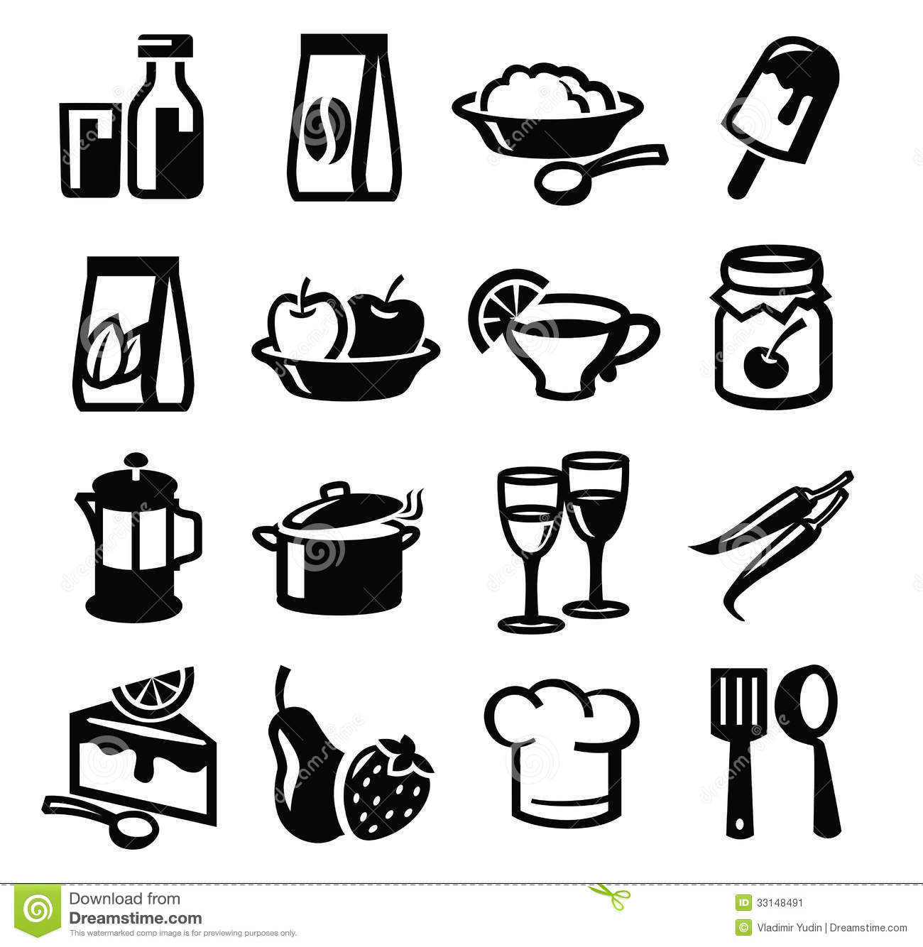 Black and White Food Icon Vector