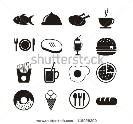 Black and White Food Icons