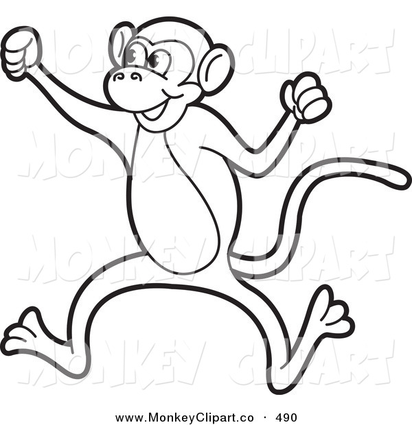 Black and White Monkey Clip Art