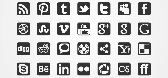 Black and White Social Media Icons Free