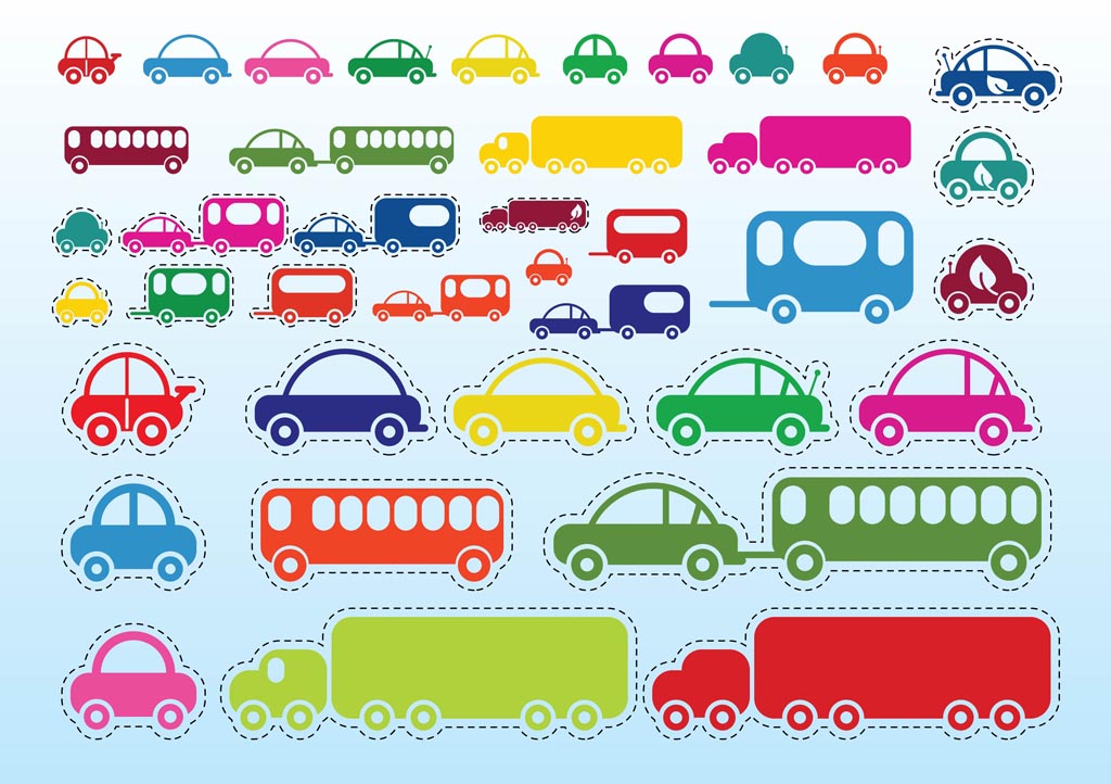 Car Bus Truck Vectors